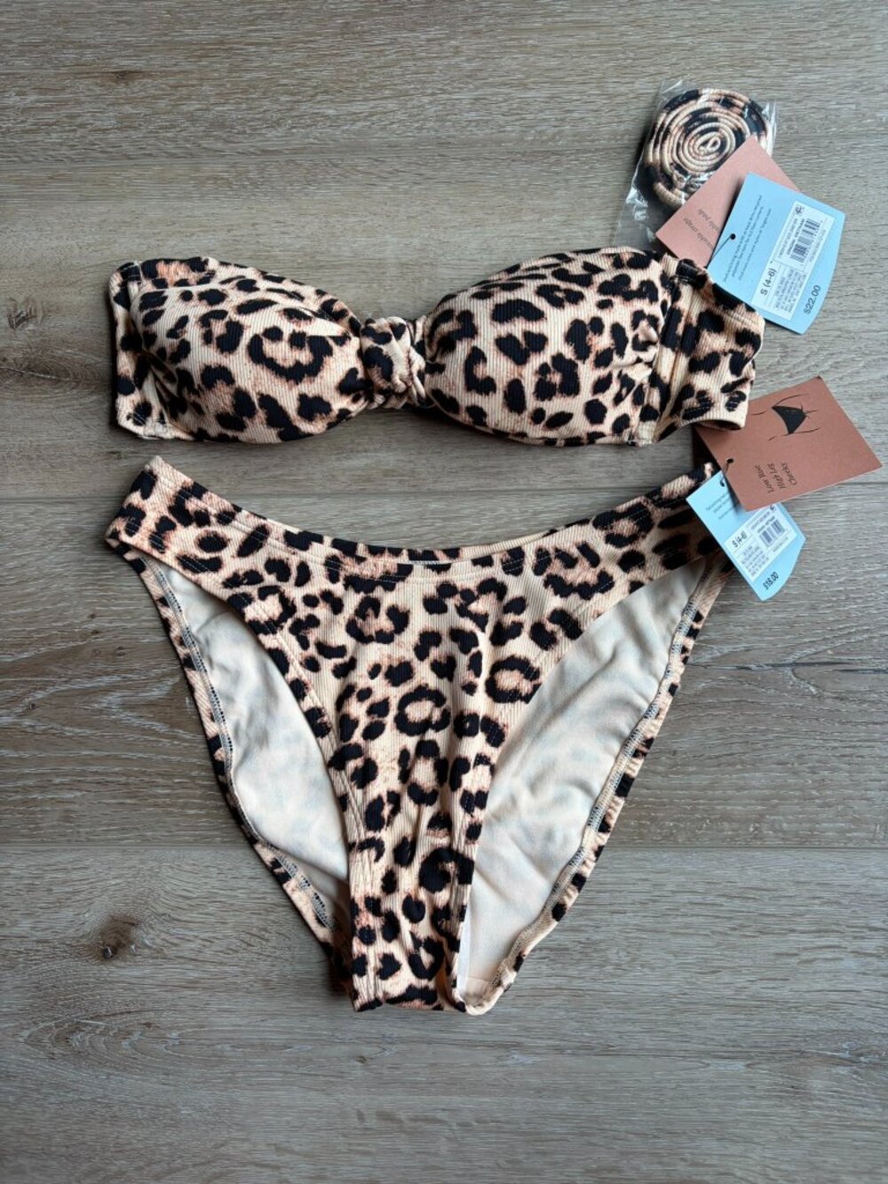 Women's Leopard Print Bandeau Bikini NWT size small Target Shade & Shore